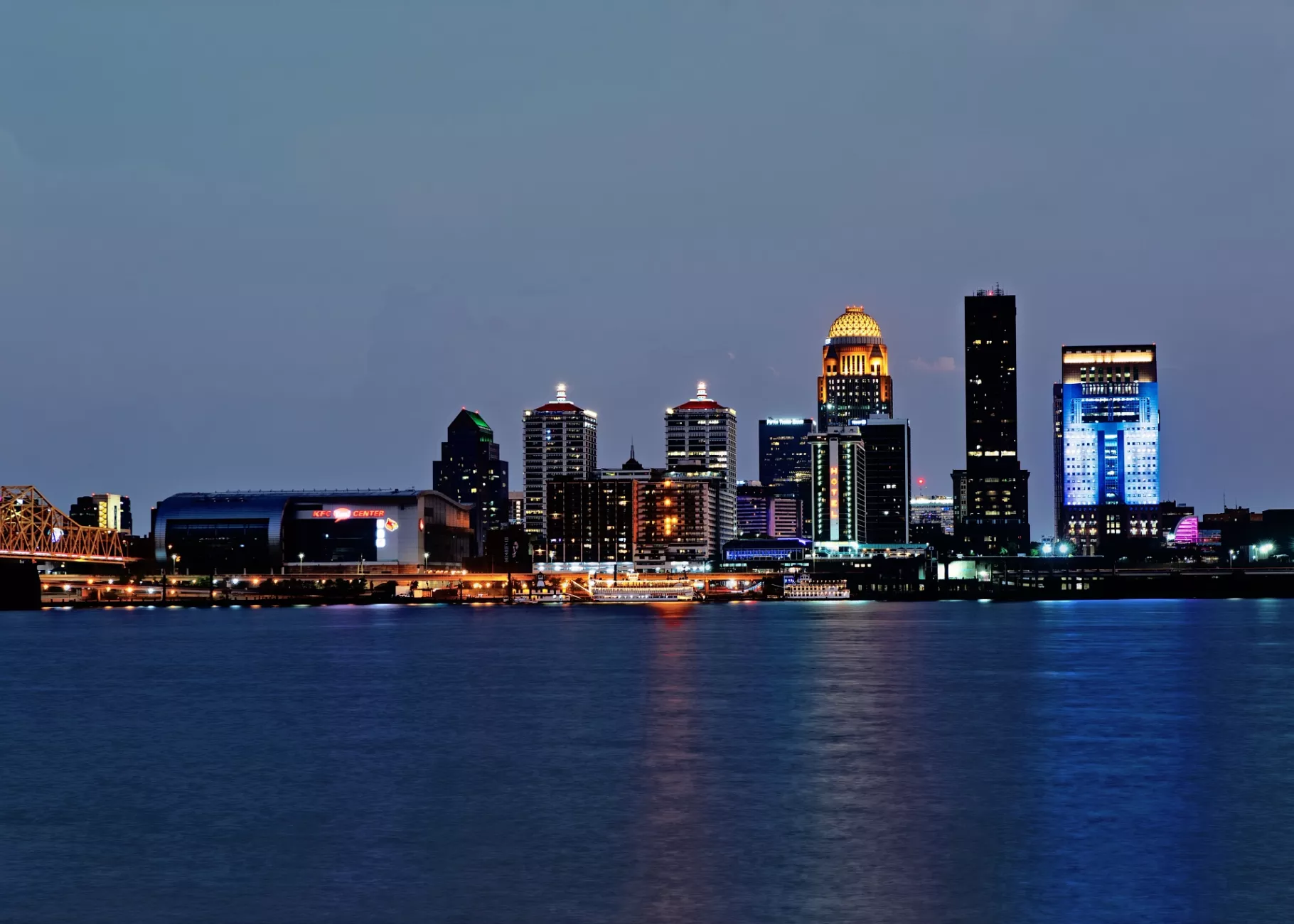 View of the downtown Louisville skyline and riverfront
