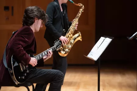 Students playing jazz instruments